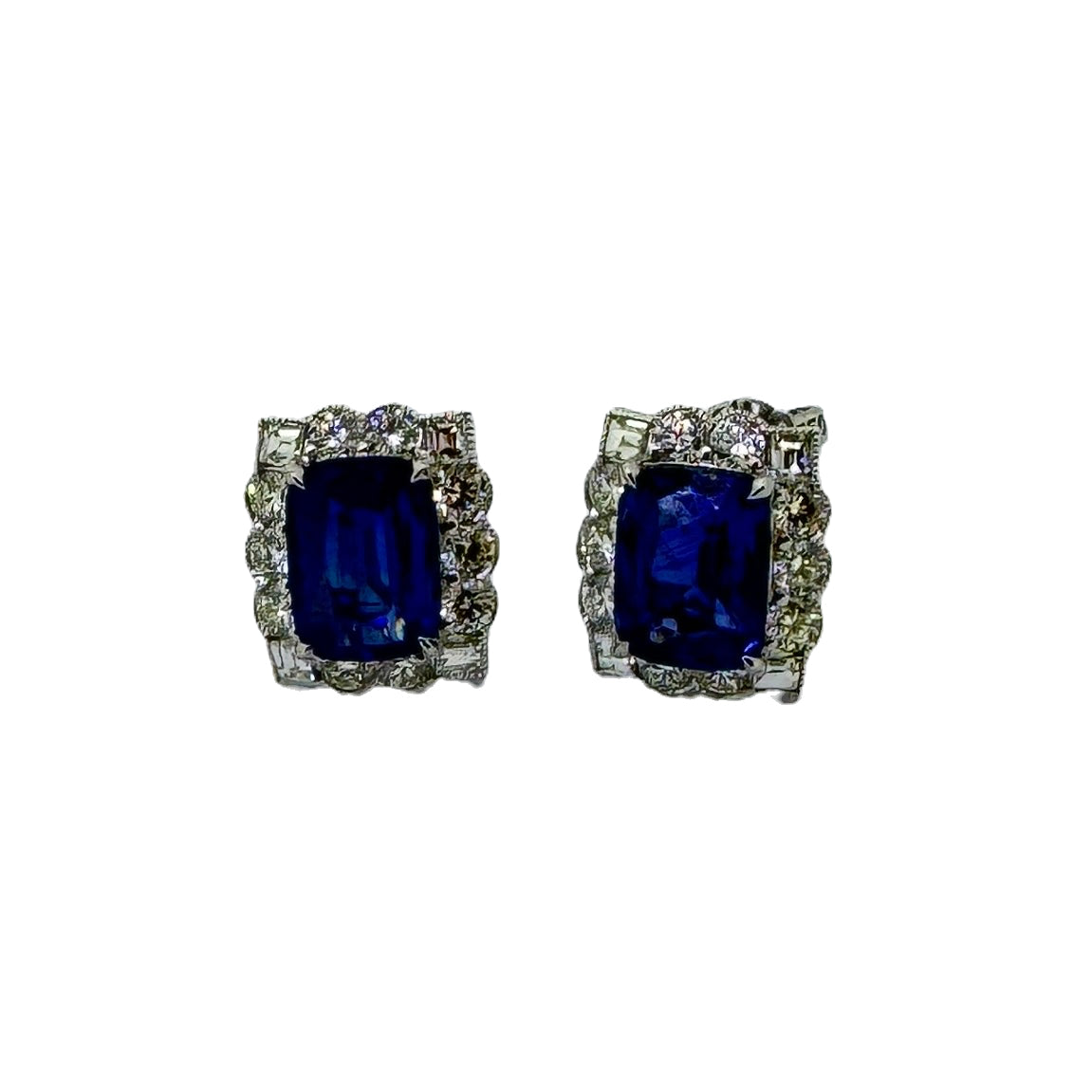 Sapphire and Diamond earrings S4.37 cts D1.02 cts 18ct