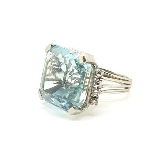 35ct Aquamarine and Diamond Dress Ring in Platinum
