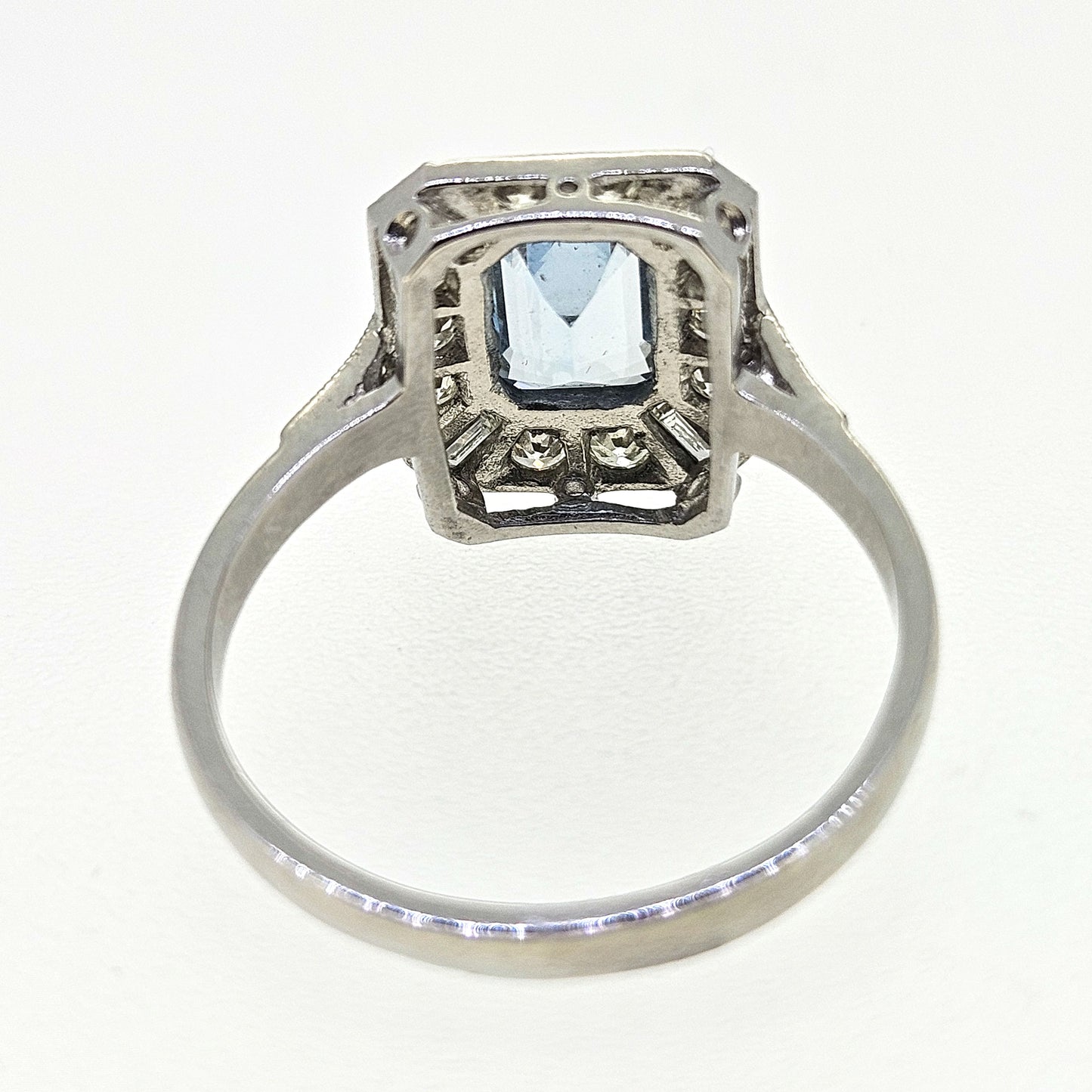 Aquamarine and Diamond Cluster Ring Aq1.0 D.50 Platinum
