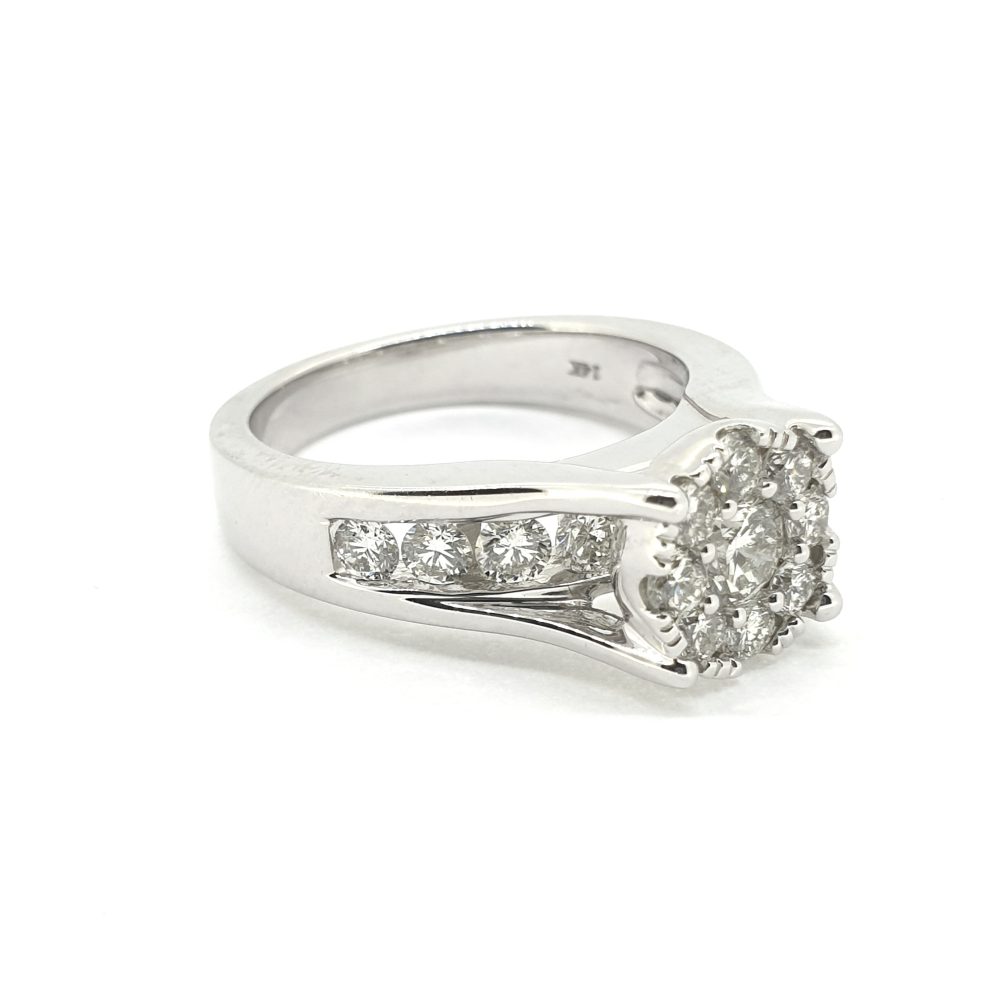 1.50ct Illusion Set Diamond Cluster Engagement Ring