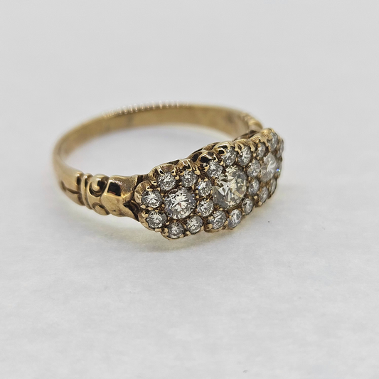 Diamond Triple Cluster Ring in Yellow Gold
