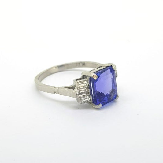Tanzanite and Baguette Cut Diamond Ring, 2.00 carats