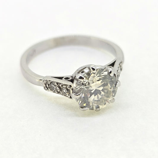 1.52ct Diamond Solitaire Engagement Ring with Diamond Shoulders