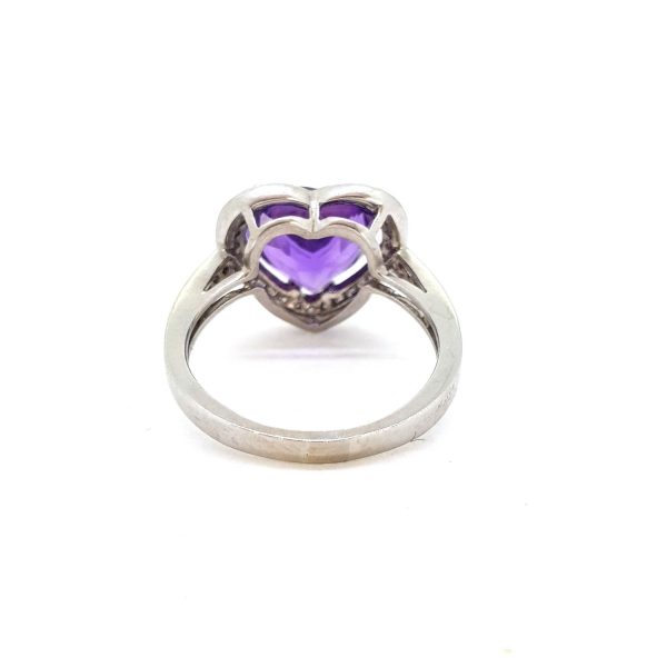 Amethyst and Diamond Heart Shaped Cluster Ring
