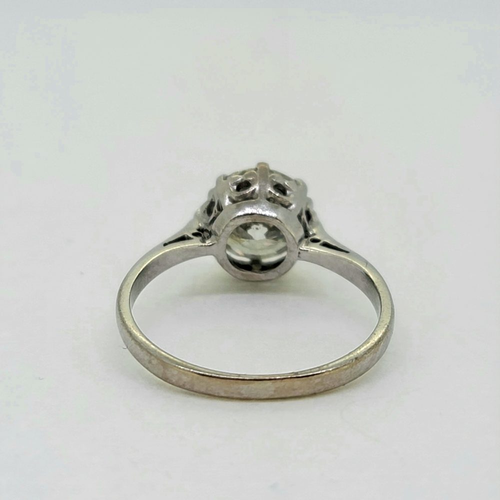 Vintage 1.71ct Diamond Solitaire Engagement Ring in 18ct White Gold Hallmark 1976