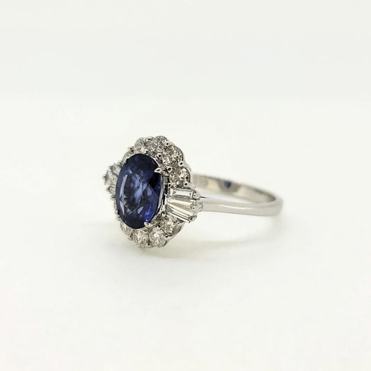 2.80ct Oval Sapphire and Diamond Cluster Dress Ring