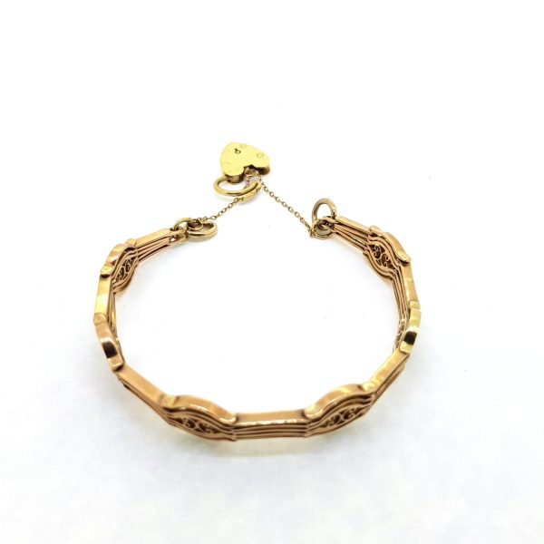Antique Gold Gate Bracelet with Heart Lock