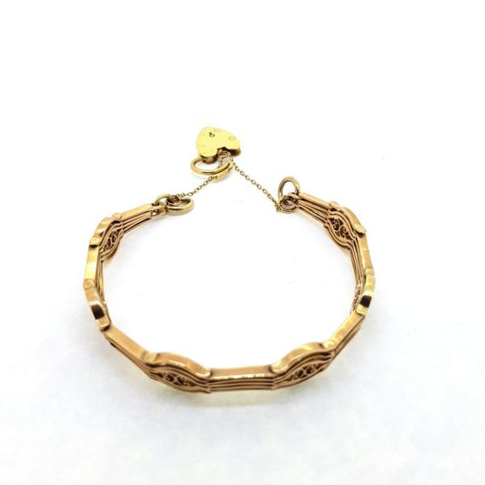 Antique Gold Gate Bracelet with Heart Lock