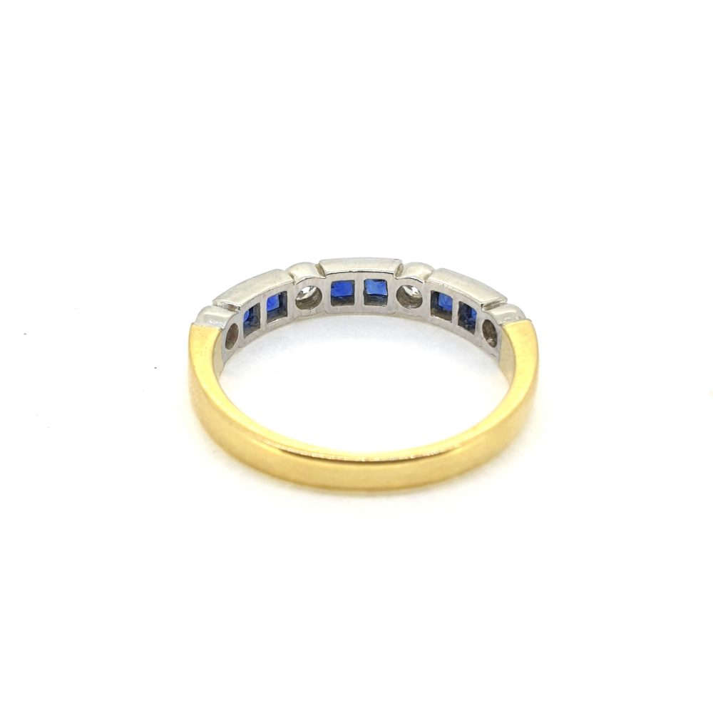 Princess Cut Sapphire and Diamond Half Eternity Band Ring