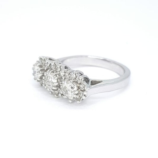Triple Cluster Diamond Ring, 1.60 carat total, in 18ct white gold