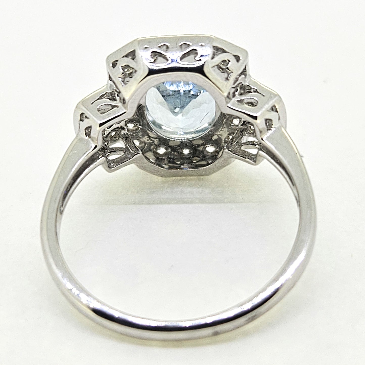 1.77ct Oval Aquamarine and Diamond Cluster Buckle Dress Ring
