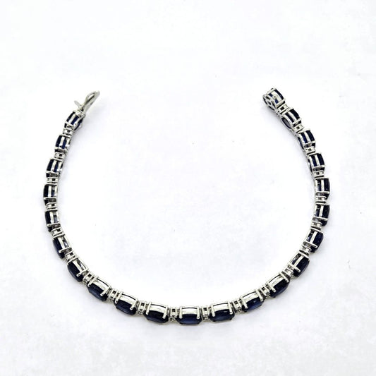 Oval Sapphire and Diamond Line Bracelet, 23.01 carats