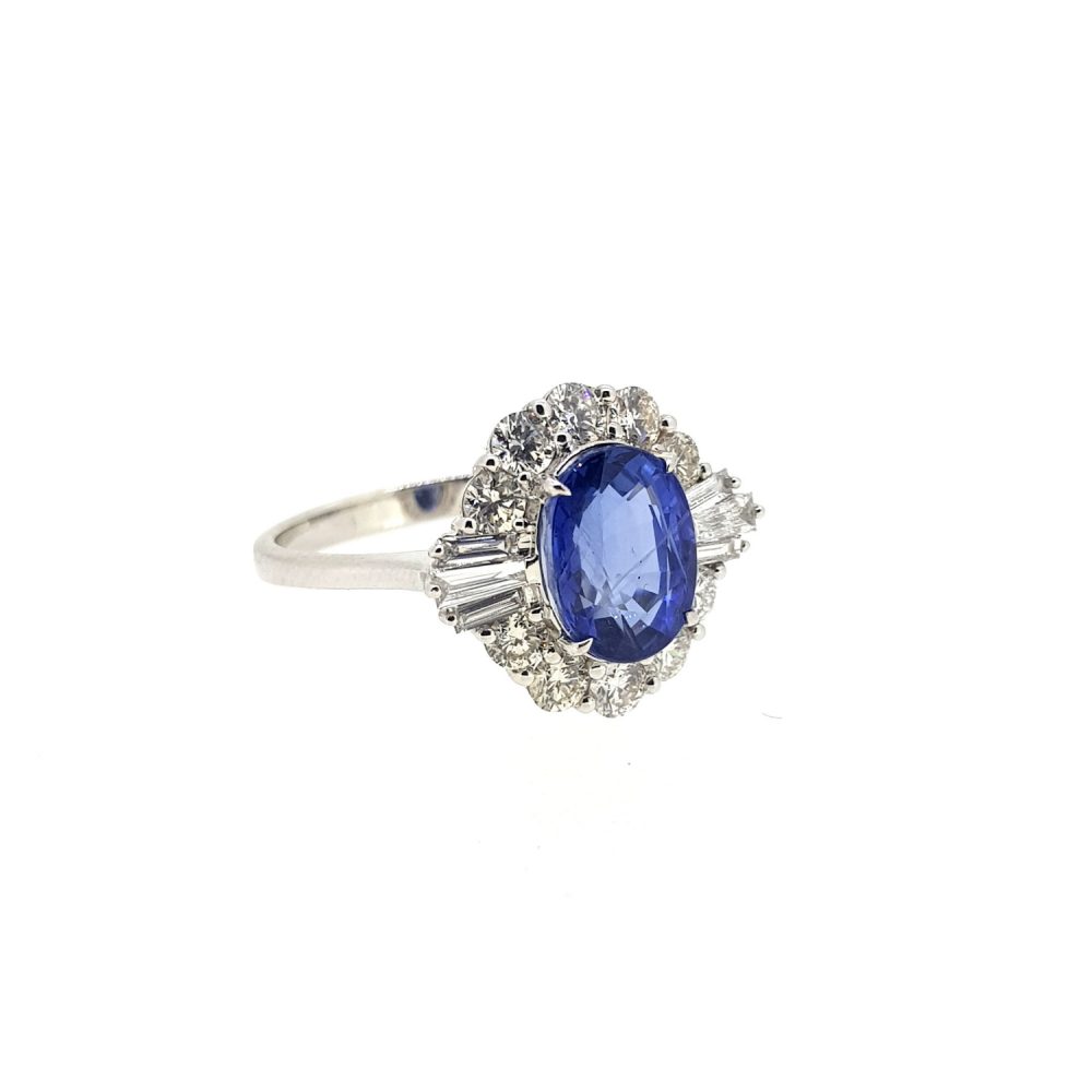 3.37ct Sapphire and Diamond Cluster Dress Ring
