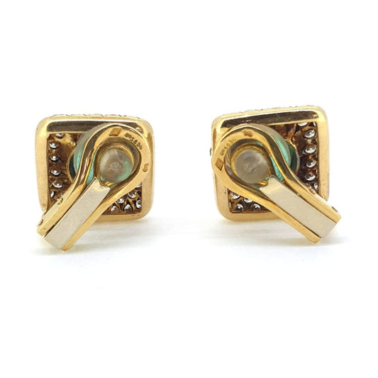 Certified 1.60ct Natural Colombian Emerald and Diamond Cluster Clip Earrings