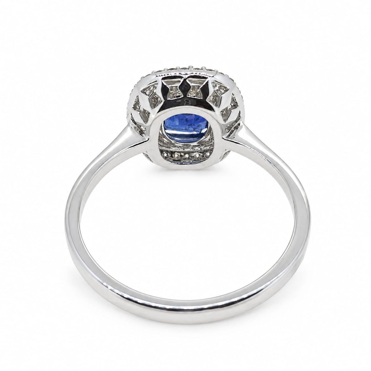 Sapphire and Diamond cluster ring, 18 carat white gold S1.21/D0.28