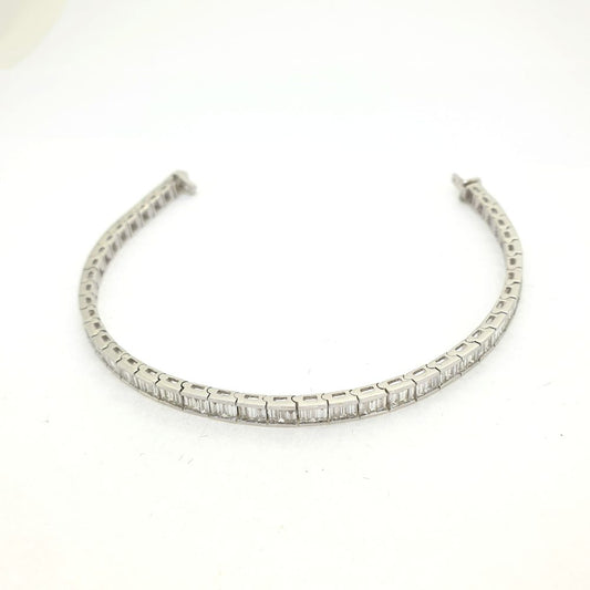 6cts Baguette Cut Diamond Line Bracelet in 18ct White Gold, 6 carat total