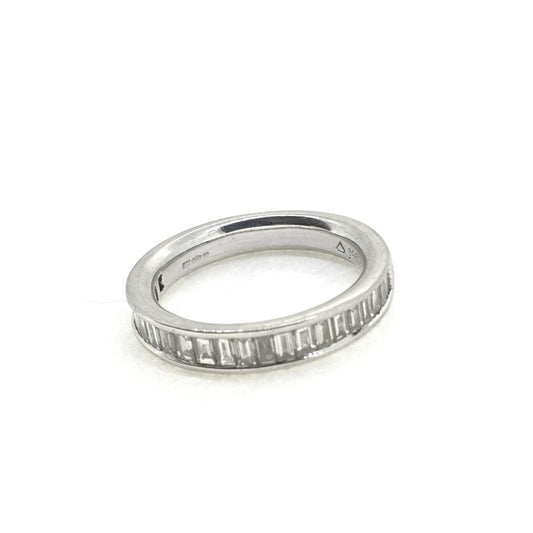 Baguette Cut Diamond Half Eternity Band Ring in Platinum