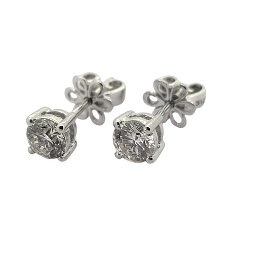 Diamond Solitaire Stud Earrings in 18ct Gold, 0.80 carats