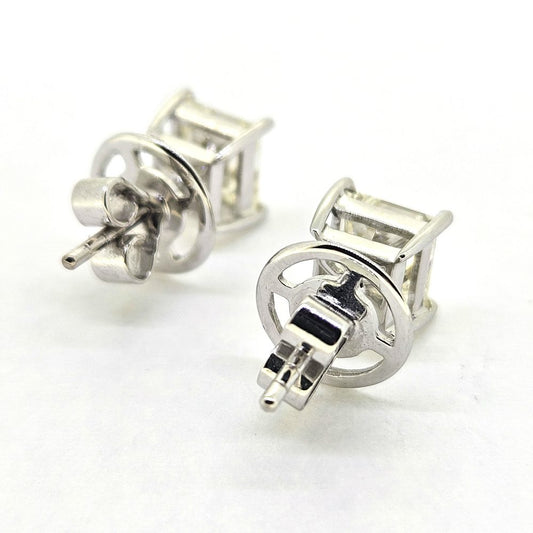 2ct Princess Cut Diamond Solitaire Stud Earrings in 18ct White Gold
