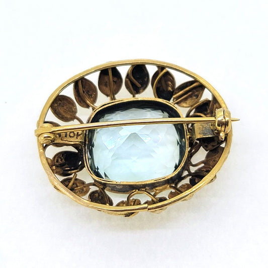 Victorian Antique Aquamarine and Gold Brooch