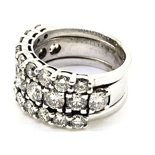 3.50ct Diamond Cluster Three Row Ring