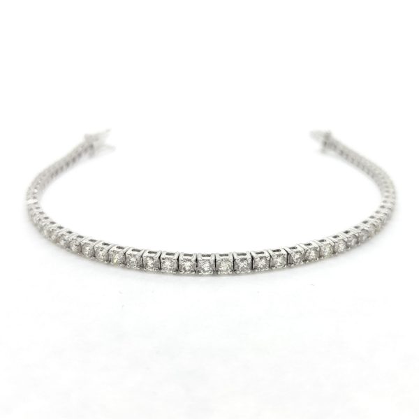 Diamond Line Bracelet in 18ct White Gold, 5.10 carat total