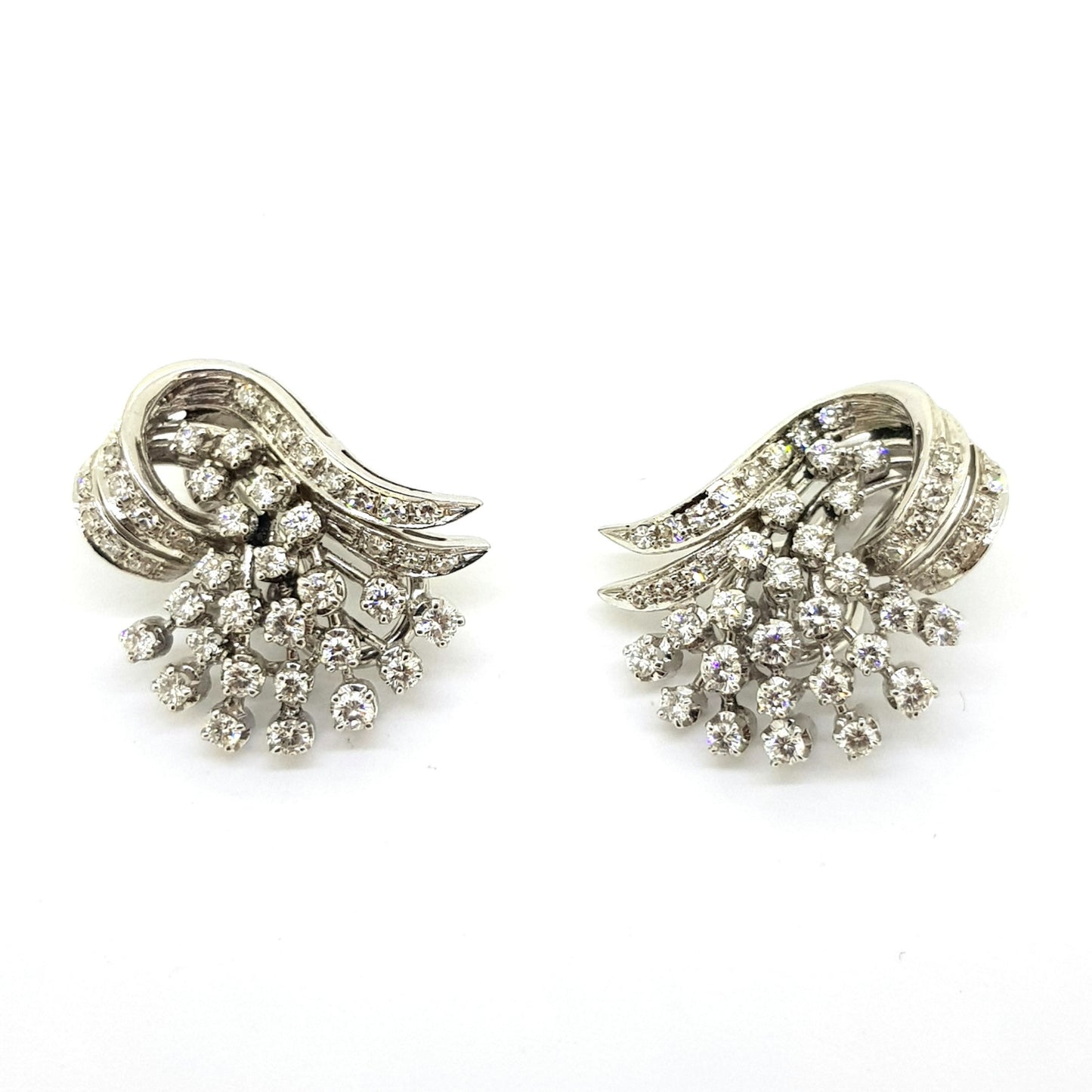 Diamond Cluster Earring, 3.00 carat total