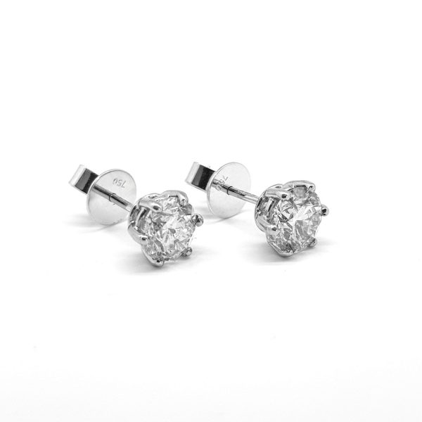 Diamond Stud Earrings; featuring round brilliant-cut diamonds of just in excess of 2 carats, claw set and mounted in 18ct white gold, 2.02 carat total