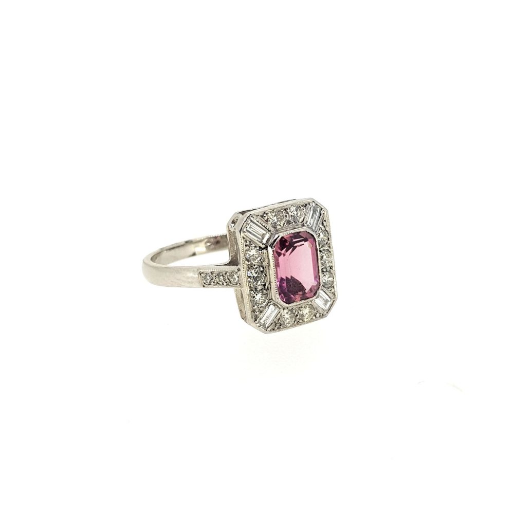Pink Tourmaline and Diamond Cluster Dress Ring