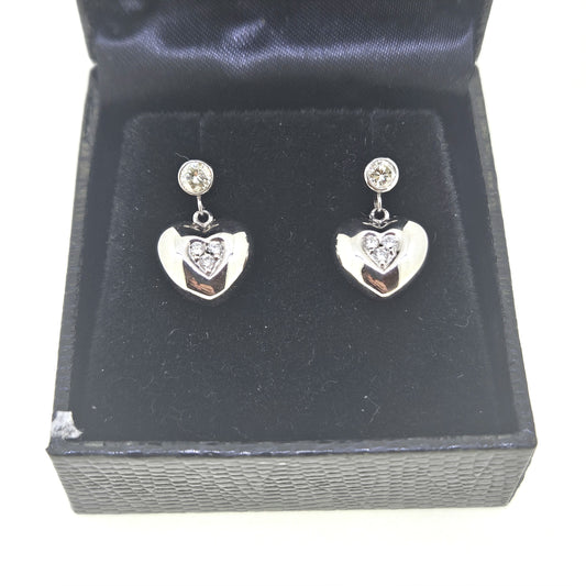 Diamond Heart earrings D.30 18ct