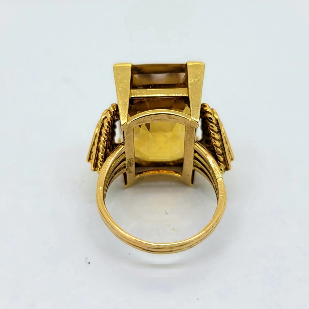 Vintage 1960s Handmade Citrine and Gold Ring and Bracelet Suite