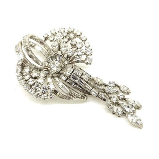 Vintage 1940's Diamond and Platinum Floral Spray Brooch