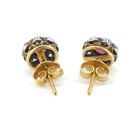 0.80ct Ruby and Diamond Cluster Stud Earrings