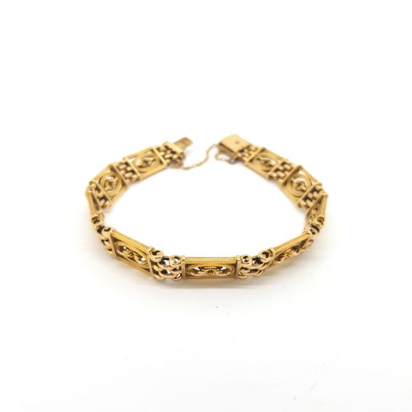 Antique Victorian 15ct Gold Panel Bracelet