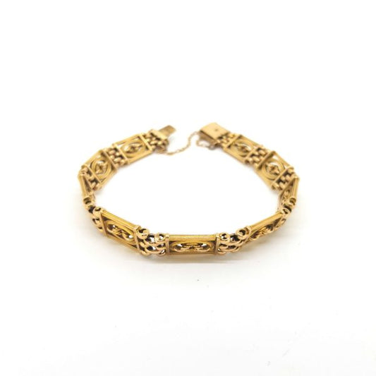 Antique Victorian 15ct Gold Panel Bracelet