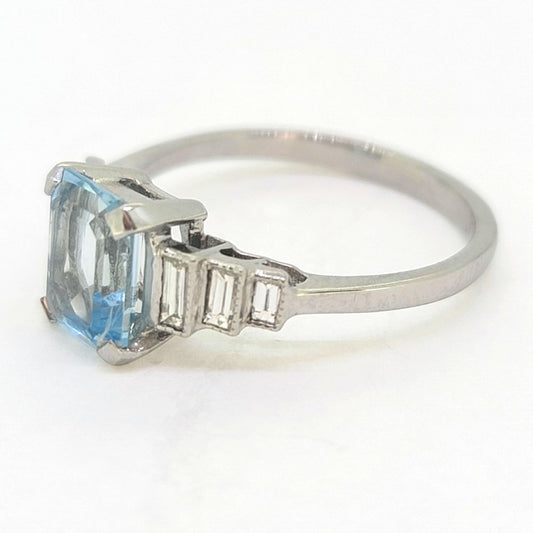 1.20ct Aquamarine and Diamond Engagement Ring in Platinum