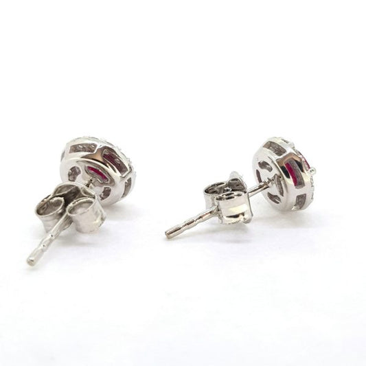 0.96ct Ruby and Diamond Cluster Stud Earrings
