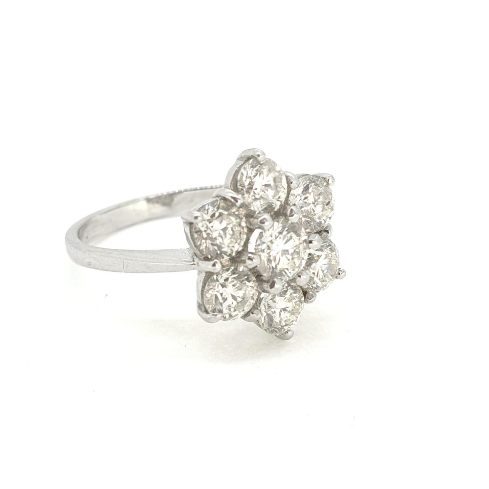 Diamond Daisy Flower Cluster Ring, 2.30 carat total