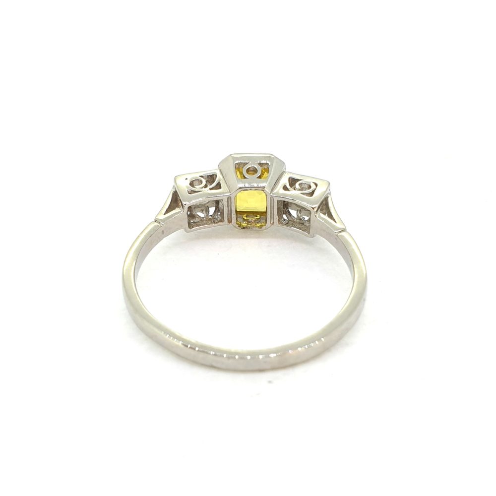 1.25ct Yellow Sapphire and Diamond Trilogy Ring in Platinum