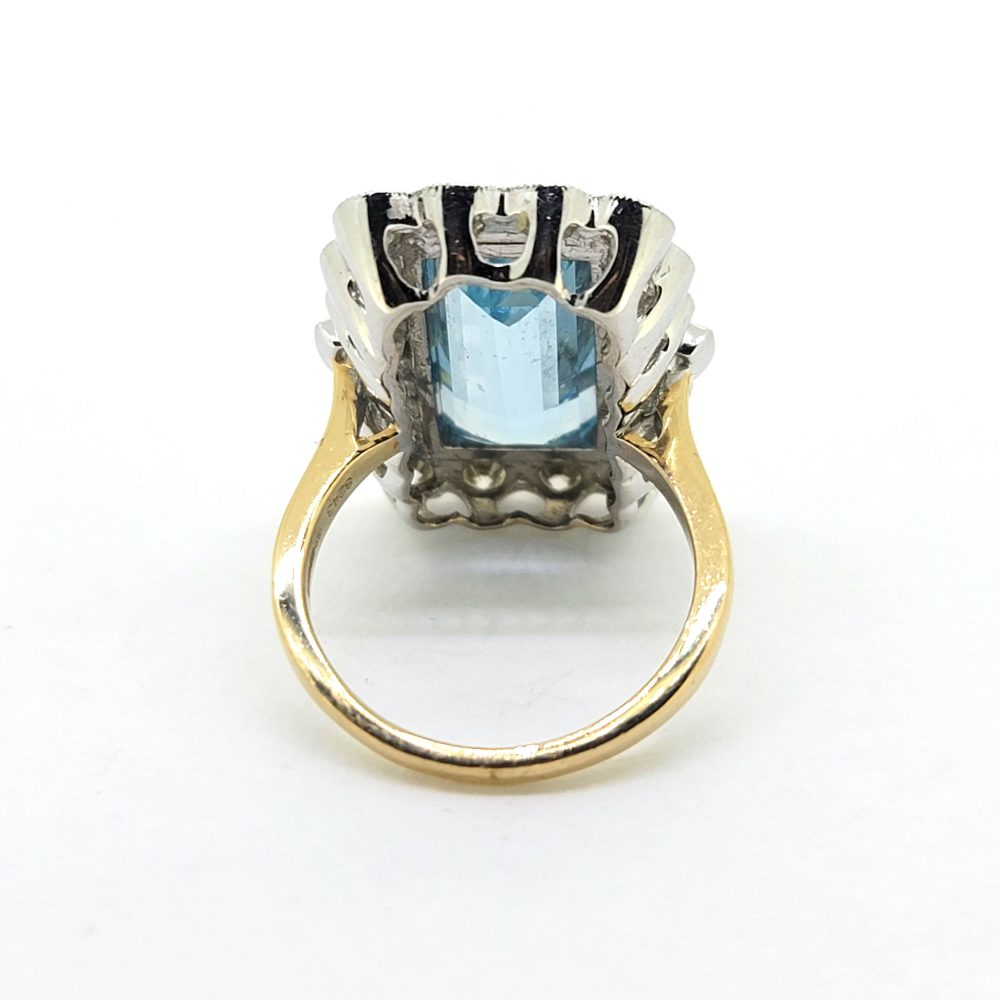 6.50ct Aquamarine and Diamond Floral Cluster Dress Ring