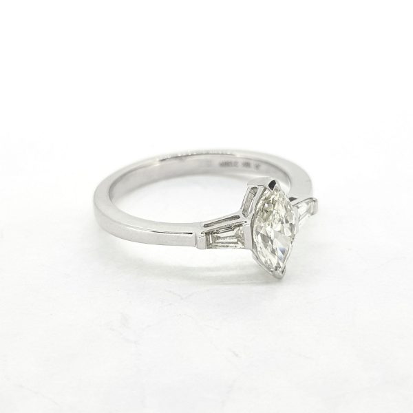 Marquise Cut Diamond Ring with Tapered Baguette Shoulders