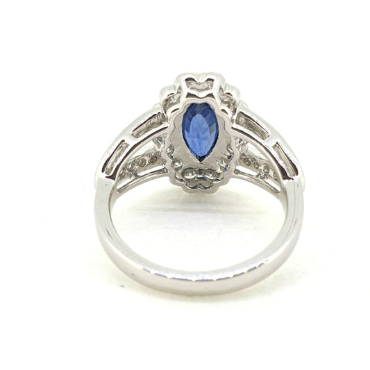 1.50ct Marquise Sapphire and Diamond Navette Cluster Ring