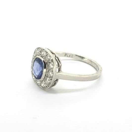 1.10ct Sapphire and Diamond Cluster Ring in 18ct White Gold