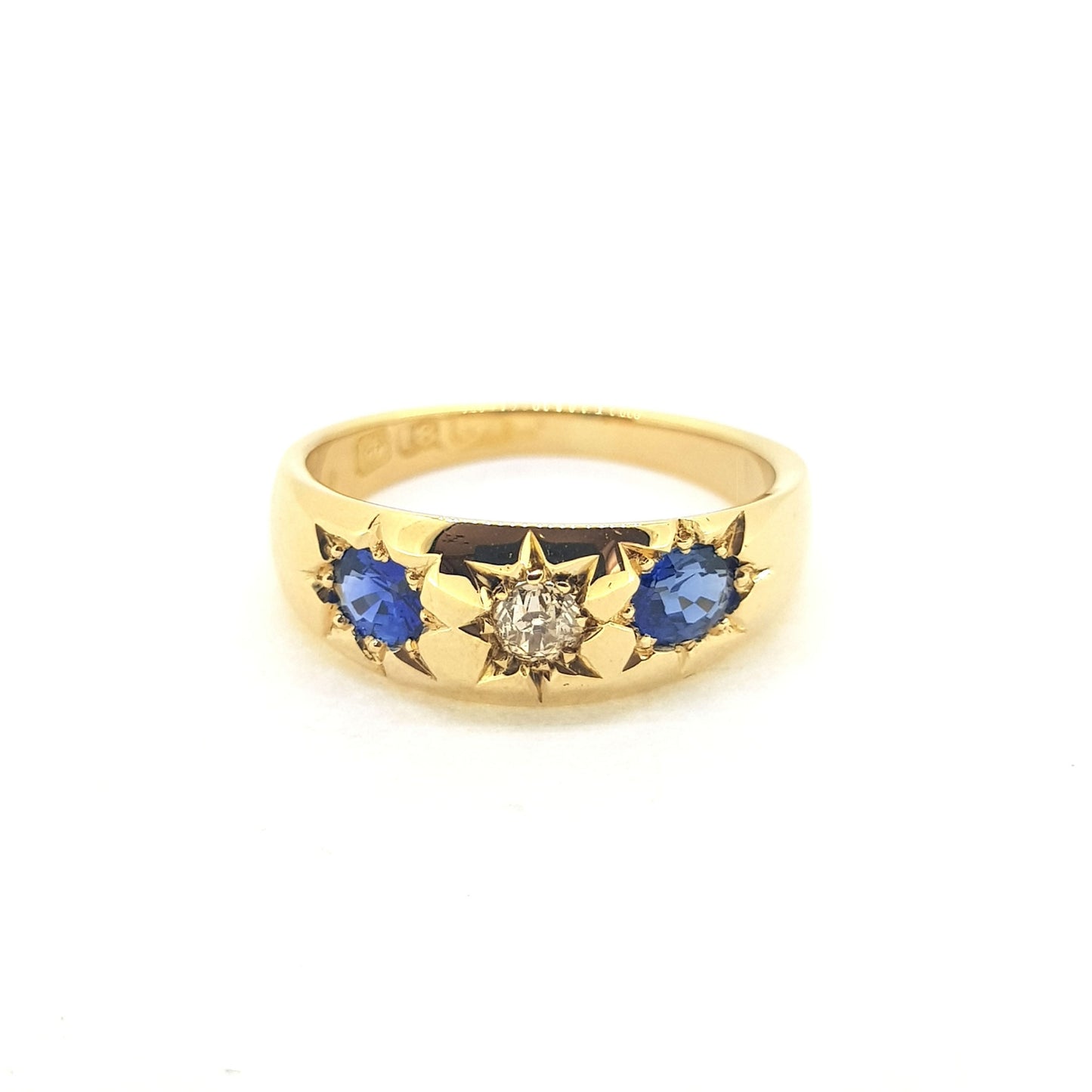 Antique Victorian Sapphire and Diamond Three Stone Ring