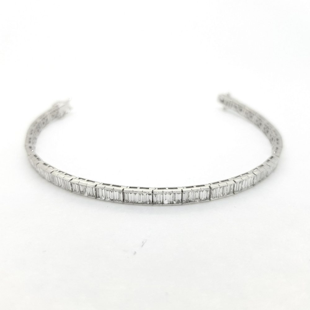 Baguette Cut Diamond Line Bracelet, 3.53 carat total