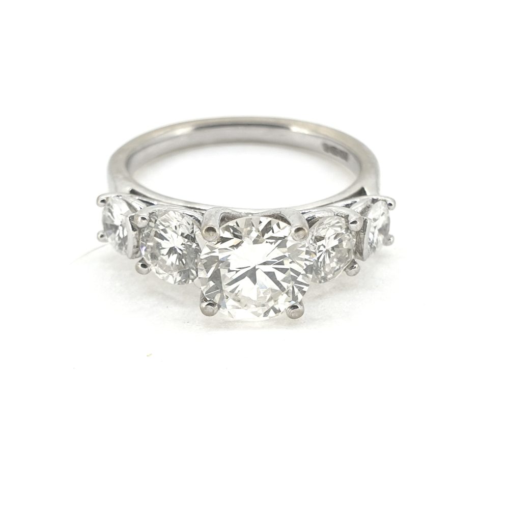Brilliant Cut Diamond Five Stone Ring, 1.10ct central …