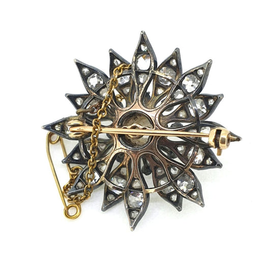 Victorian Antique Old Cut Diamond Star Brooch