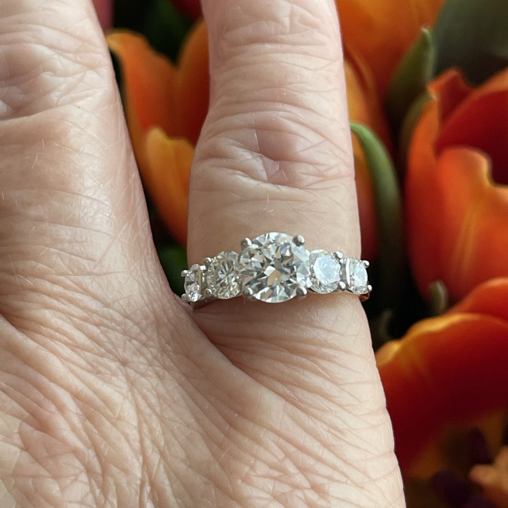 Brilliant Cut Diamond Five Stone Ring, 1.10ct central stone F/G colour