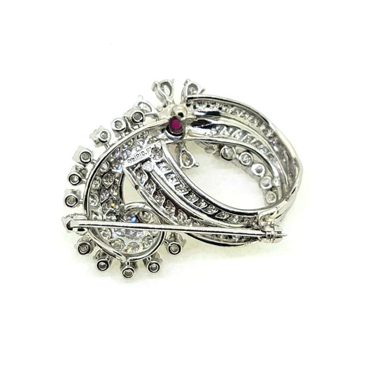 3ct Diamond and Ruby Spray Brooch in Platinum
