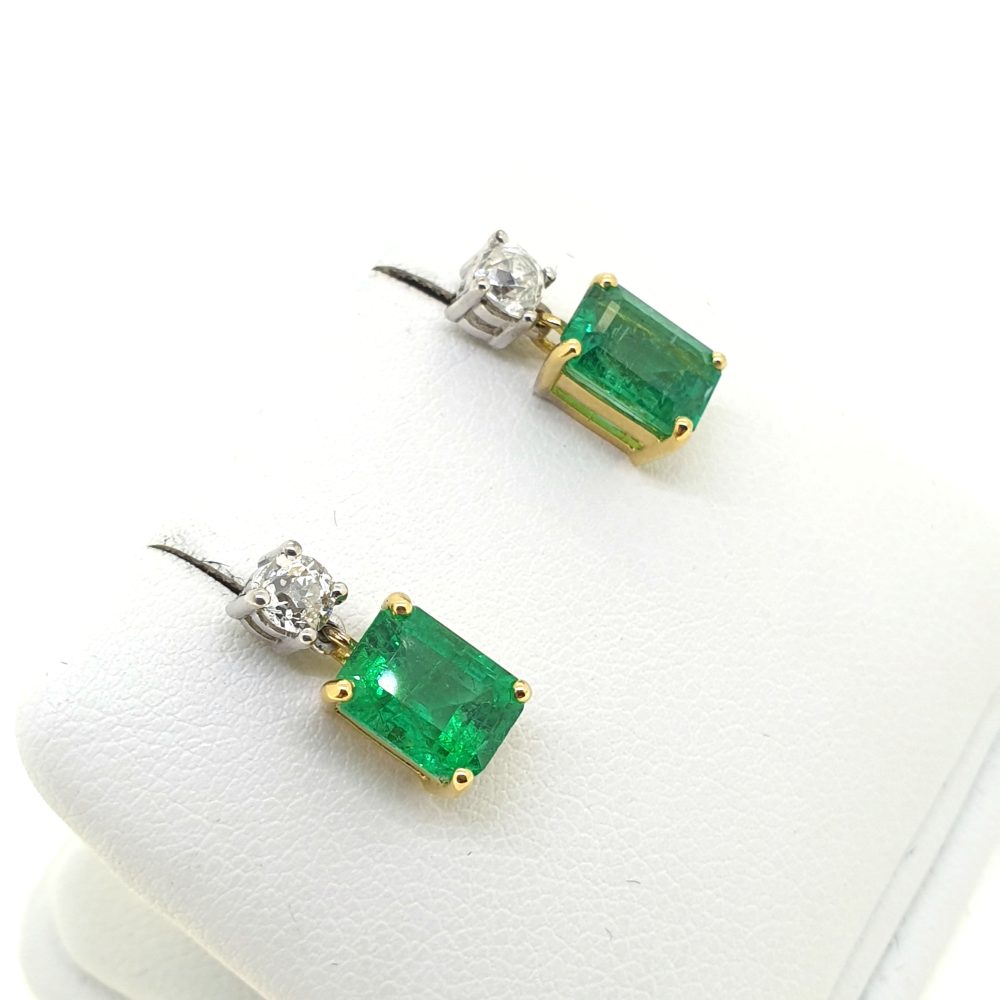Emerald and Diamond Drop Earrings, 2.80 carats
